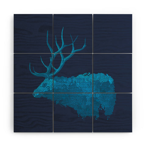 Martin Bunyi Elk Blue Wood Wall Mural