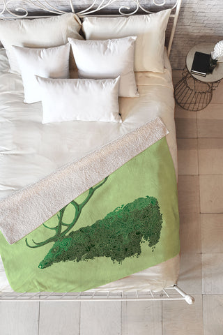 Martin Bunyi Elk Green Fleece Throw Blanket