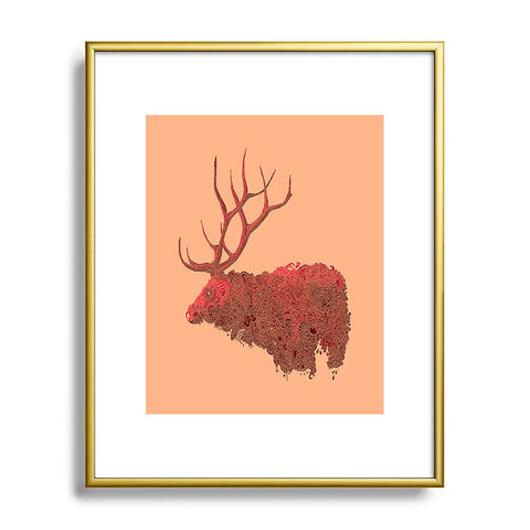 Martin Bunyi Elk Red Metal Framed Art Print