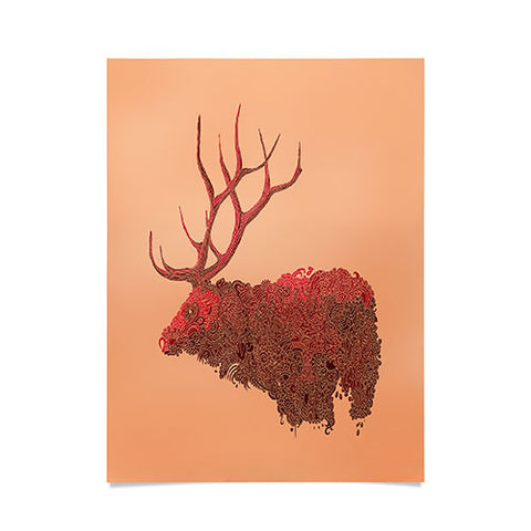 Martin Bunyi Elk Red Poster