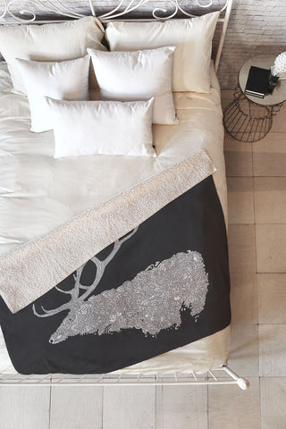 Martin Bunyi Elk White Fleece Throw Blanket