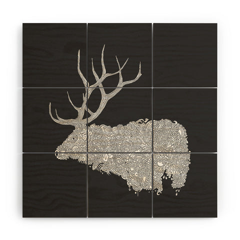 Martin Bunyi Elk White Wood Wall Mural