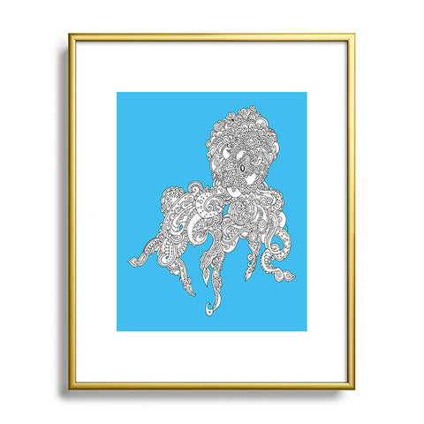 Martin Bunyi Octopus Blue Metal Framed Art Print