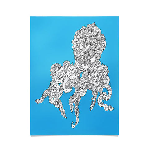 Martin Bunyi Octopus Blue Poster