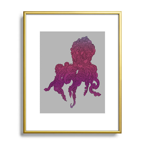 Martin Bunyi Octopus Purple Metal Framed Art Print
