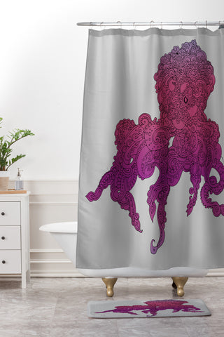 Martin Bunyi Octopus Purple Shower Curtain And Mat