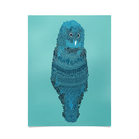 Martin Bunyi Owl Blue Poster