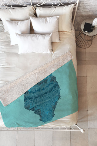 Martin Bunyi Owl Blue Fleece Throw Blanket