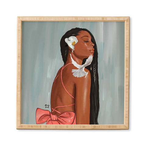 mary joak Girl in a bow Framed Wall Art