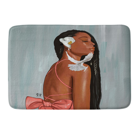 mary joak Girl in a bow Memory Foam Bath Mat