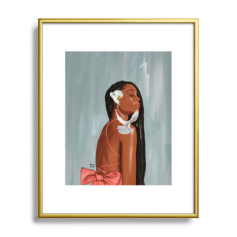mary joak Girl in a bow Metal Framed Art Print