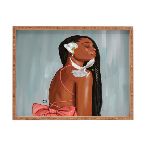 mary joak Girl in a bow Rectangular Tray