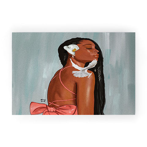 mary joak Girl in a bow Welcome Mat