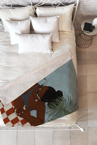 mary joak Pool Body Fleece Throw Blanket