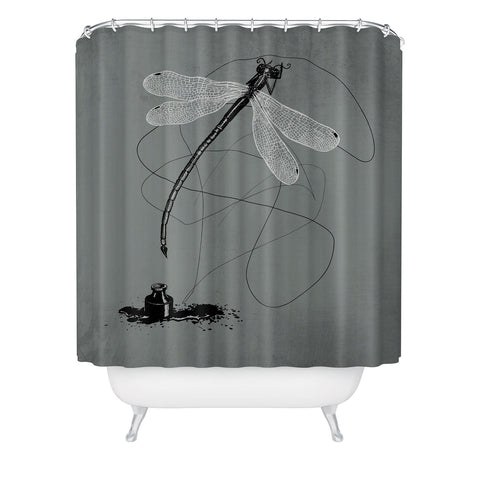 Matt Leyen Here There And Back Again Grey Shower Curtain