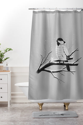 Matt Leyen North For The Winter Grey Shower Curtain And Mat