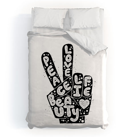 Matthew Taylor Wilson PEACE LOVE BEAUTY LIFE Duvet Cover