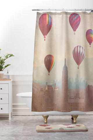 Maybe Sparrow Photography Balloons Over Midtown Shower Curtain And Mat