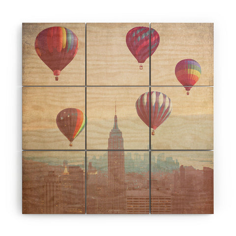 Maybe Sparrow Photography Balloons Over Midtown Wood Wall Mural
