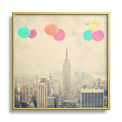 Maybe Sparrow Photography Balloons Over The City Metal Square Framed Art Print