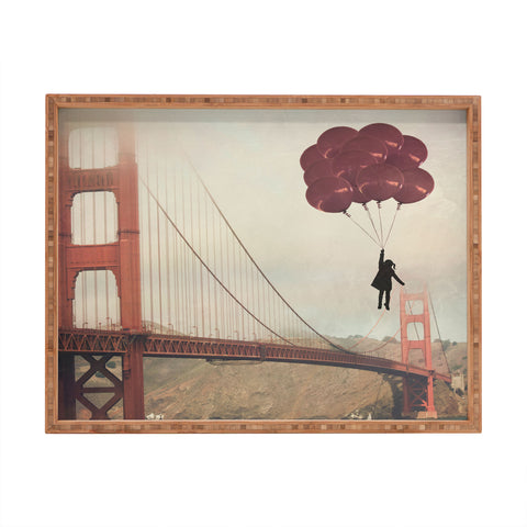 Maybe Sparrow Photography Floating Over The Golden Gate Rectangular Tray