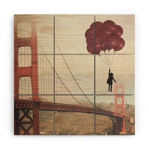 Maybe Sparrow Photography Floating Over The Golden Gate Wood Wall Mural