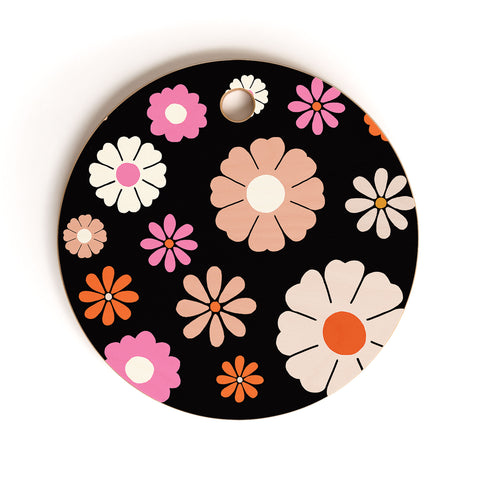 Maybe Sparrow Photography Groovy Flowers Cutting Board Round
