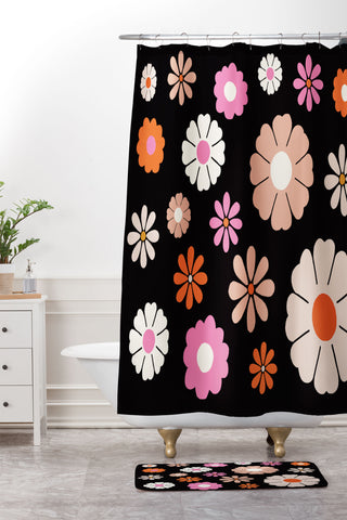 Maybe Sparrow Photography Groovy Flowers Shower Curtain And Mat