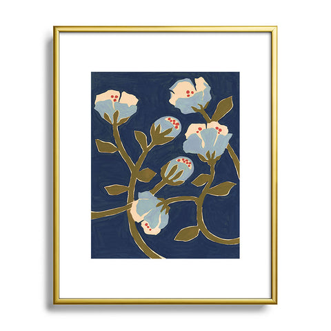 Megan Galante Blue Perennial Metal Framed Art Print