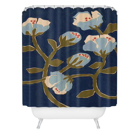 Megan Galante Blue Perennial Shower Curtain