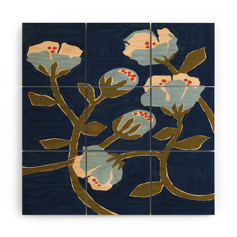 Megan Galante Blue Perennial Wood Wall Mural