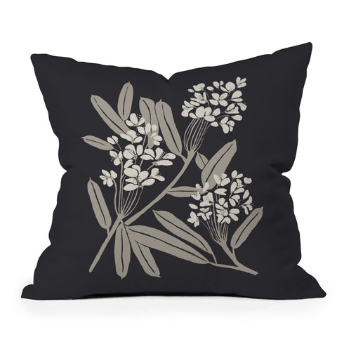 Megan Galante Boho Botanica Black Throw Pillow