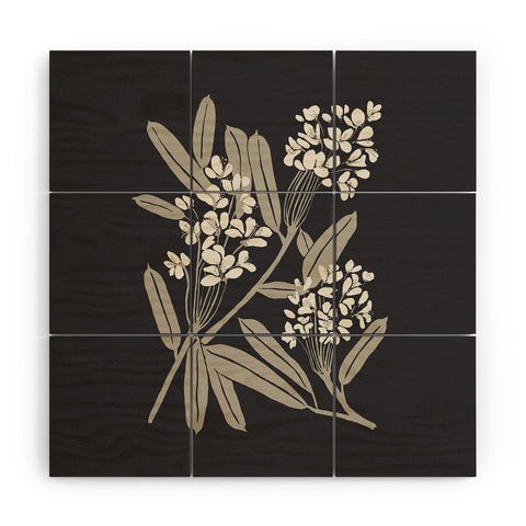 Megan Galante Boho Botanica Black Wood Wall Mural