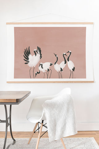 Megan Galante Crane Dance Mauve Pink Art Print And Hanger