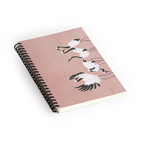Megan Galante Crane Dance Mauve Pink Spiral Notebook