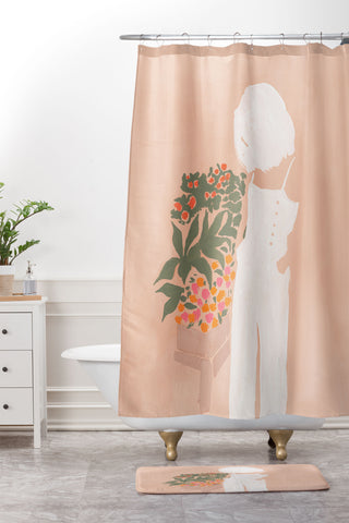 Megan Galante Flower Shoppe Girl Shower Curtain And Mat