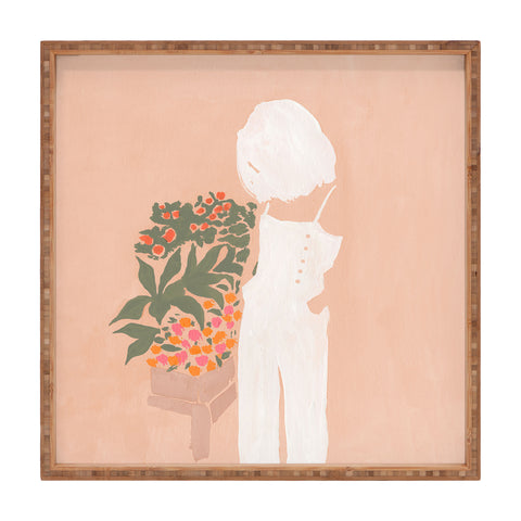 Megan Galante Flower Shoppe Girl Square Tray