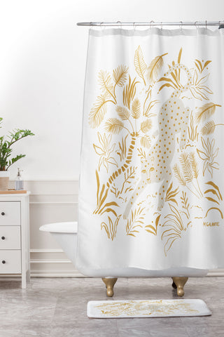 Megan Galante Golden Cheetah Shower Curtain And Mat