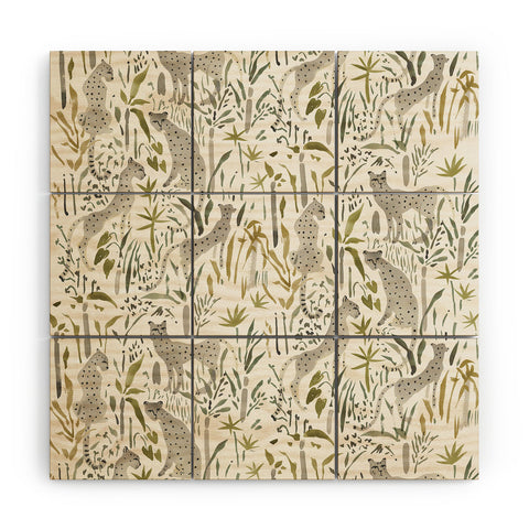 Megan Galante Grey Cheetahs Wood Wall Mural