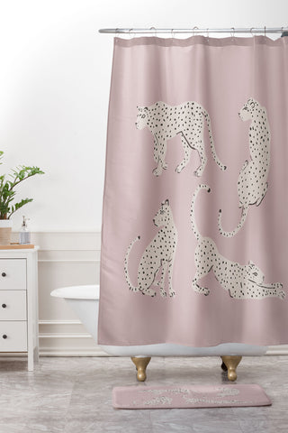 Megan Galante Leopard Block Party Pink Shower Curtain And Mat