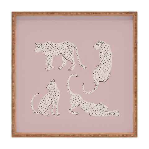 Megan Galante Leopard Block Party Pink Square Tray