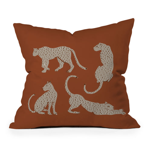 Megan Galante Leopard Block Party red Throw Pillow