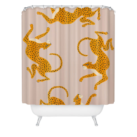 Megan Galante Leopard Race pink Shower Curtain