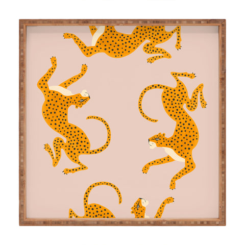 Megan Galante Leopard Race pink Square Tray