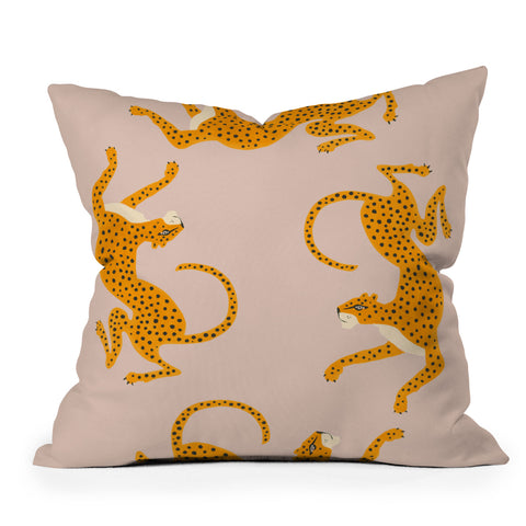 Megan Galante Leopard Race pink Throw Pillow