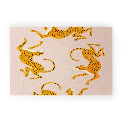 Megan Galante Leopard Race pink Welcome Mat