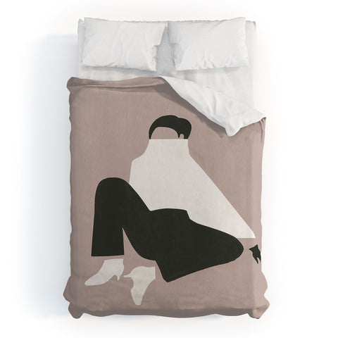 Megan Galante Minimalist woman in boots Duvet Cover