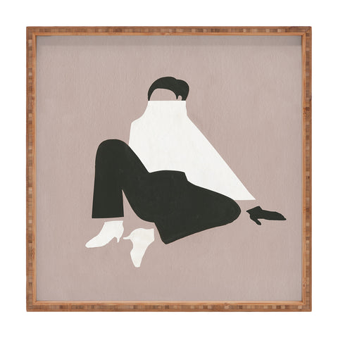 Megan Galante Minimalist woman in boots Square Tray