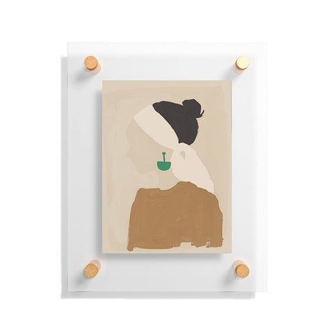 Megan Galante Minimalist Woman with Green Ea Floating Acrylic Print