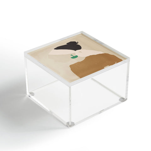 Megan Galante Minimalist Woman with Green Ea Acrylic Box